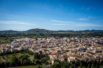 High angle view of townscape against sky