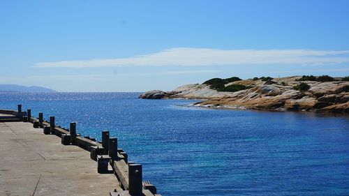 Scenic view of blue sea against sky