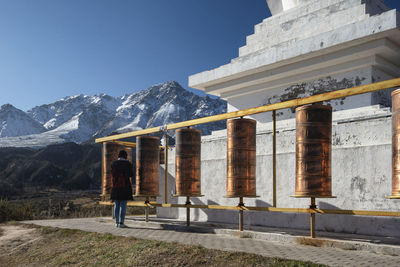 Built structure against clear sky during winter