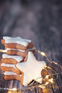 Close-up of cookies on table