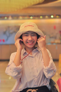 Portrait of smiling boy wearing hat