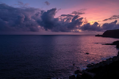 Scenic view of sea against sky at sunset