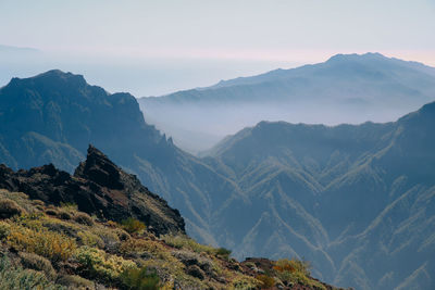 Scenic view of mountains against sky