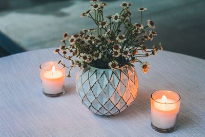 Close-up of flower vase on table