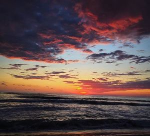 Scenic view of sea against cloudy sky