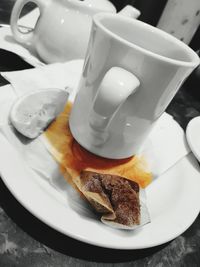 Close-up of breakfast in plate on table