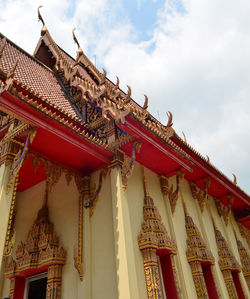 Low angle view of temple against building