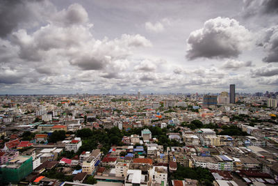 High angle view of townscape against sky