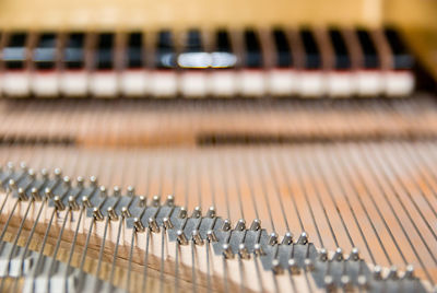 Close-up of piano strings