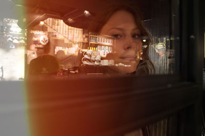 Portrait of woman in restaurant