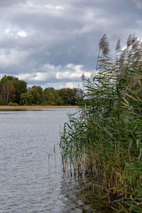 Scenic view of lake against sky