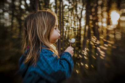 Portrait of girl in forest