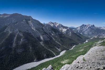 Scenic view of mountains against clear sky