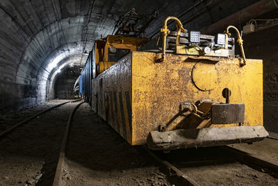 Mine train close-up in the cogne mine