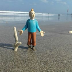 Boy with toy on beach