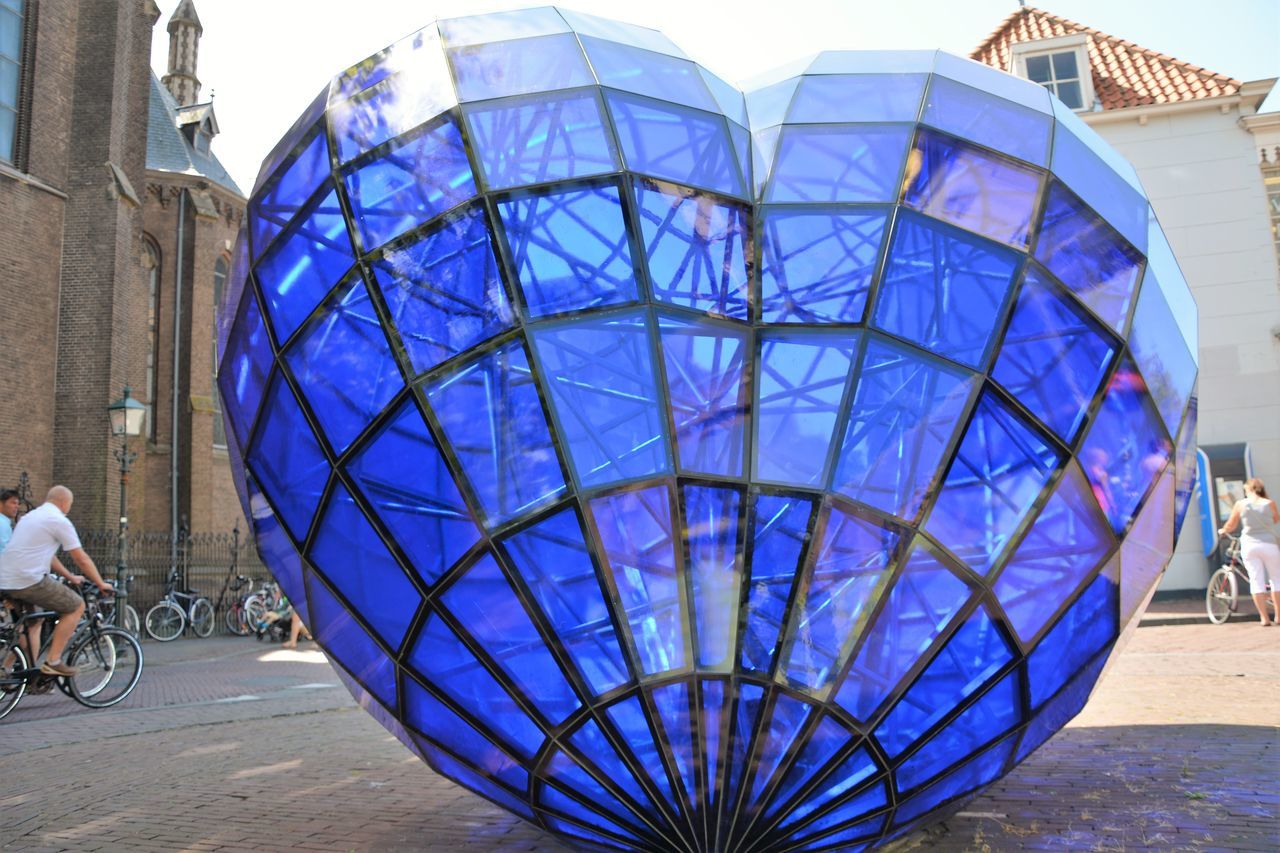 The blue heart .work of art van artist Marcel Smink 1998 Delft Netherlands