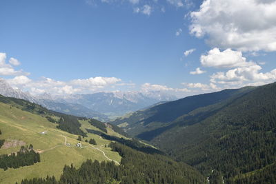 Panoramic view of landscape and mountains against sky