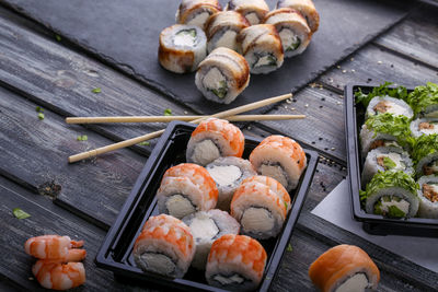 High angle view of food on table