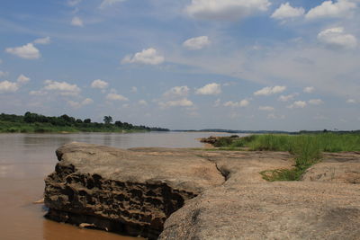 Scenic view of rocks against sky