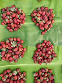 High angle view of strawberries