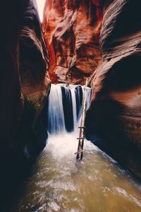 Scenic view of waterfall