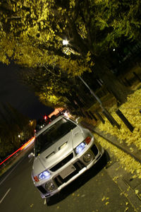 High angle view of cars on road at night