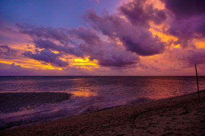 Scenic view of sea against sky at sunset