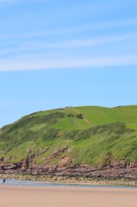 Scenic view of landscape against blue sky