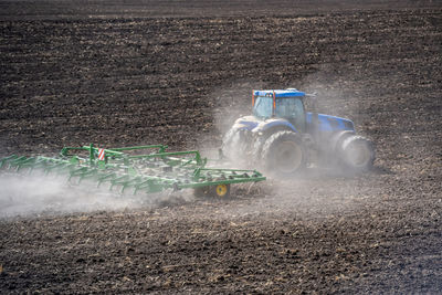 Tractor on agricultural field