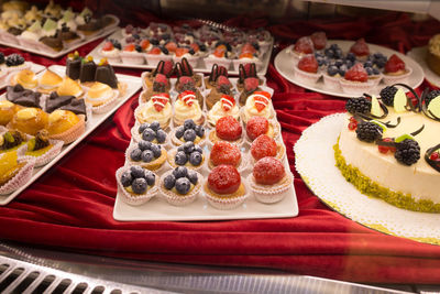 High angle view of cake on table