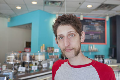 Young man in a diner.