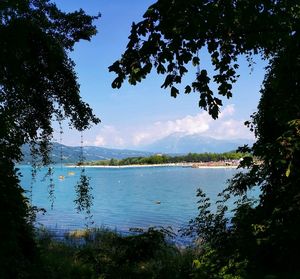 Scenic view of lake against sky