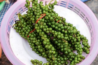 High angle view of vegetables in container