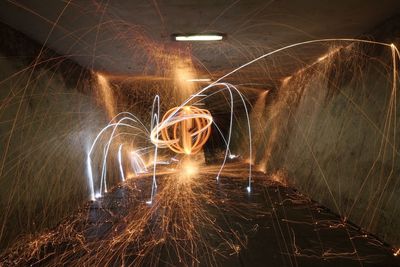 Light painting in tunnel