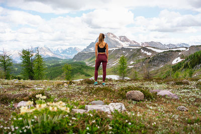 Looking out towards sunshine meadows and healey pass in banff