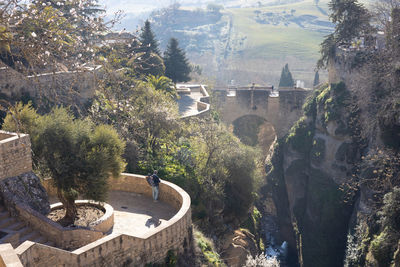 High angle view of buildings in city