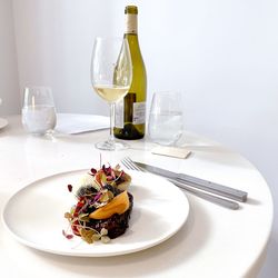 Close-up of food in plate on table