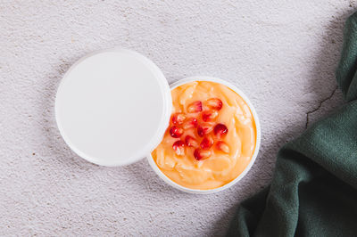 High angle view of food on table