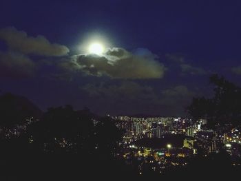 Illuminated cityscape at night