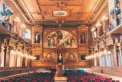 Interior of illuminated cathedral