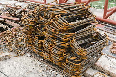 Rebar adapted to steel casing for construction. rust on rebar is useless for use in construction.