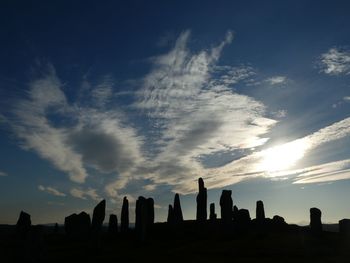 Low angle view of silhouette buildings against sky during sunset