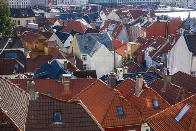 Aerial view of houses in city