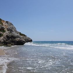 Scenic view of sea against clear sky