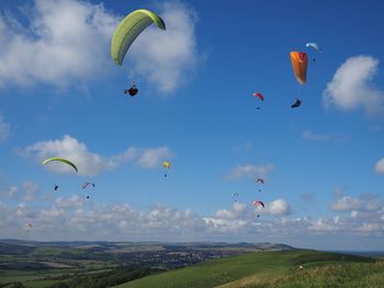 Low angle view of kite flying in sky