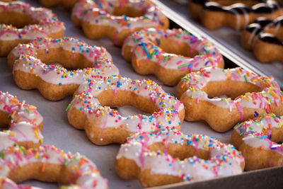 High angle view of cookies