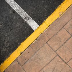 High angle view of zebra crossing on road