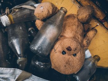 High angle view of stuffed toy on table