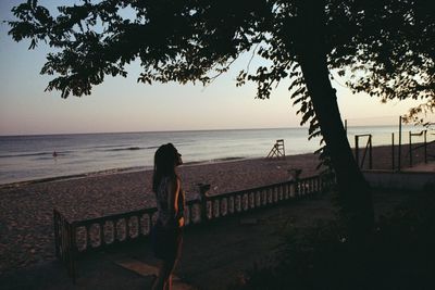 Scenic view of calm sea at sunset