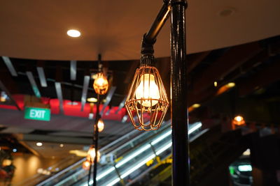 Low angle view of illuminated light bulb